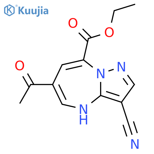 4H-Pyrazolo[1,5-a][1,3]diazepine-8-carboxylic acid, 6-acetyl-3-cyano-, ethyl ester structure