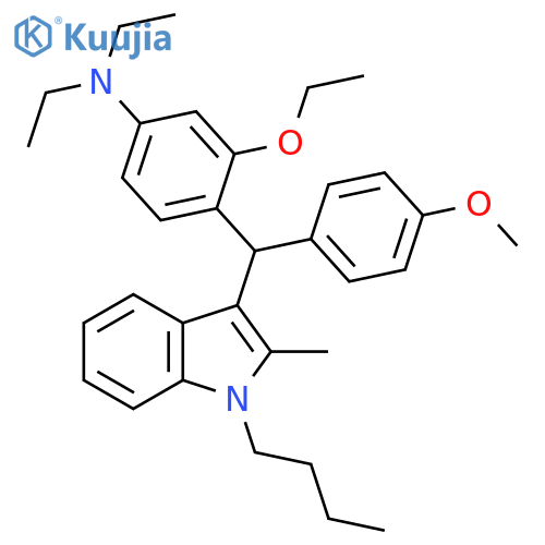 Benzenamine, 4-[(1-butyl-2-methyl-1H-indol-3-yl)(4-methoxyphenyl)methyl]-3-ethoxy-N,N-diethyl- structure
