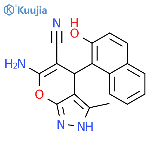 6-Amino-4-(2-hydroxy-1-naphthyl)-3-methyl-1,4-dihydropyrano2,3-cpyrazole-5-carbonitrile structure