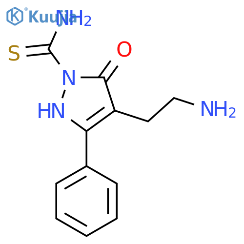 4-(2-Aminoethyl)-5-oxo-3-phenyl-2,5-dihydro-1H-pyrazole-1-carbothioamide structure