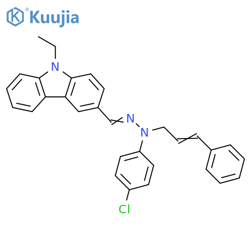 9H-Carbazole-3-carboxaldehyde, 9-ethyl-,(4-chlorophenyl)(3-phenyl-2-propenyl)hydrazone structure