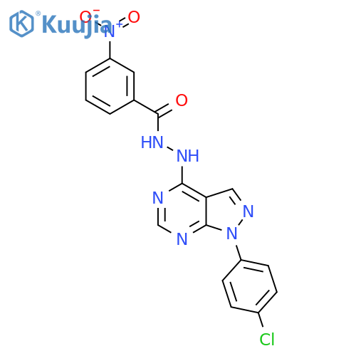 N'-1-(4-chlorophenyl)-1H-pyrazolo3,4-dpyrimidin-4-yl-3-nitrobenzohydrazide structure