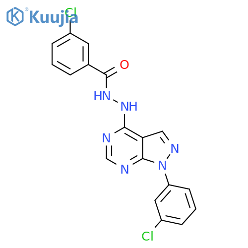 3-chloro-N'-1-(3-chlorophenyl)-1H-pyrazolo3,4-dpyrimidin-4-ylbenzohydrazide structure