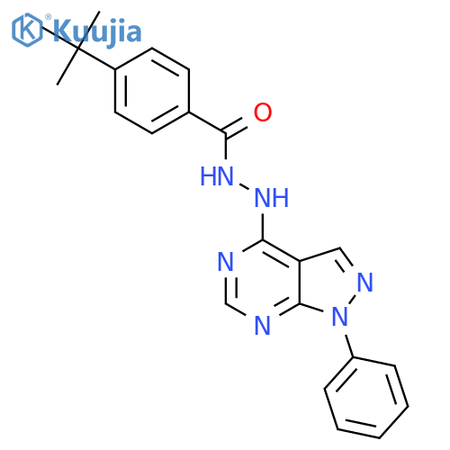 4-tert-butyl-N'-{1-phenyl-1H-pyrazolo3,4-dpyrimidin-4-yl}benzohydrazide structure