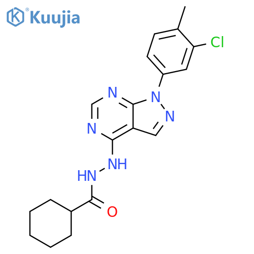 N'-1-(3-chloro-4-methylphenyl)-1H-pyrazolo3,4-dpyrimidin-4-ylcyclohexanecarbohydrazide structure