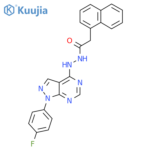N'-1-(4-fluorophenyl)-1H-pyrazolo3,4-dpyrimidin-4-yl-2-(naphthalen-1-yl)acetohydrazide structure