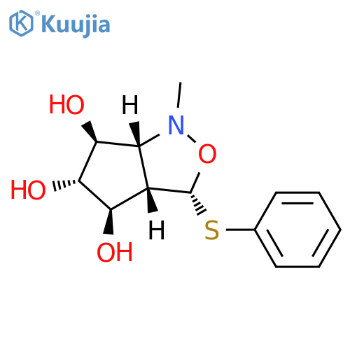 1H-Cyclopentcisoxazole-4,5,6-triol, hexahydro-1-methyl-3-(phenylthio)-, 3R-(3.alpha.,3a.beta.,4.beta.,5.alpha.,6.beta.,6a.beta.)- structure