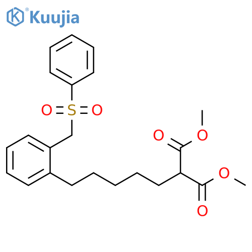 Propanedioic acid, 2-[5-[2-[(phenylsulfonyl)methyl]phenyl]pentyl]-, 1,3-dimethyl ester structure