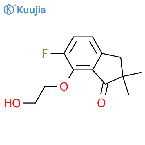 1H-Inden-1-one, 6-fluoro-2,3-dihydro-7-(2-hydroxyethoxy)-2,2-dimethyl- structure