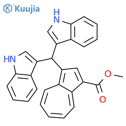 1-Azulenecarboxylic acid, 3-(di-1H-indol-3-ylmethyl)-, methyl ester structure