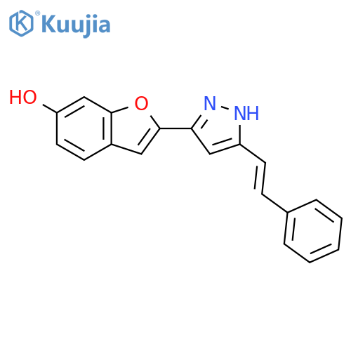 6-Benzofuranol, 2-[5-[(1E)-2-phenylethenyl]-1H-pyrazol-3-yl]- structure