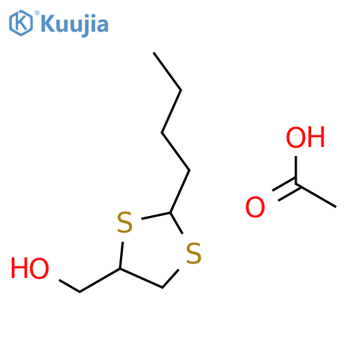 1,3-Dithiolane-4-methanol, 2-butyl-, acetate, trans- structure