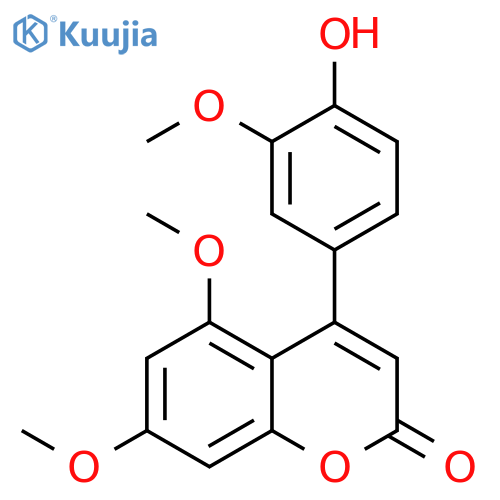 2H-1-Benzopyran-2-one, 4-(4-hydroxy-3-methoxyphenyl)-5,7-dimethoxy- structure
