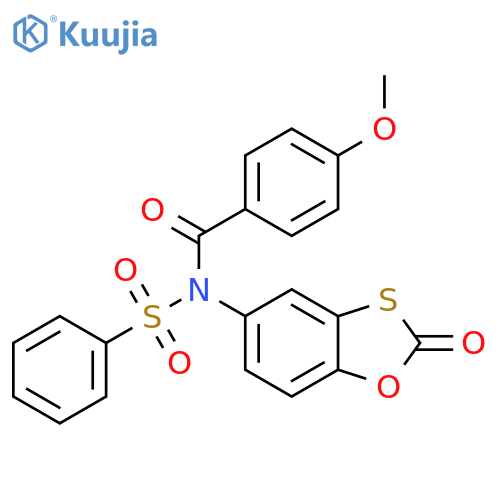 N-(benzenesulfonyl)-4-methoxy-N-(2-oxo-2H-1,3-benzoxathiol-5-yl)benzamide structure