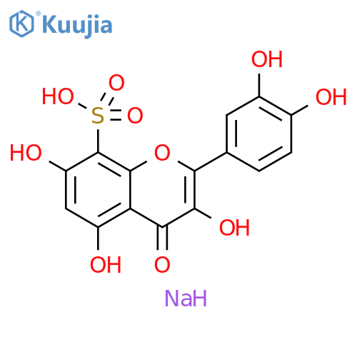 4H-1-Benzopyran-8-sulfonic acid, 2-(3,4-dihydroxyphenyl)-3,5,7-trihydroxy-4-oxo-, sodium salt (1:1) structure