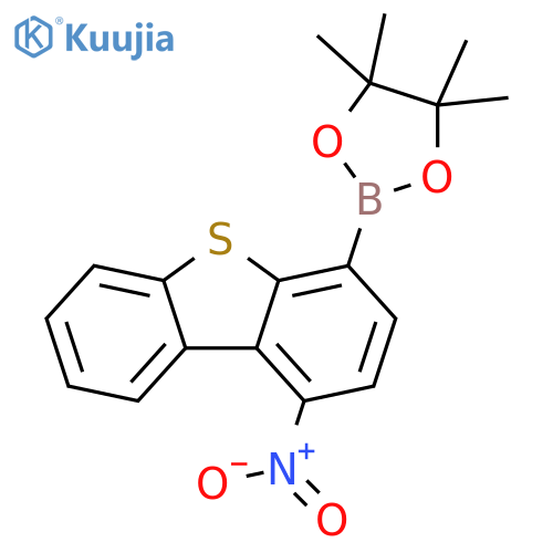 4,4,5,5-tetramethyl-2-(1-nitrodibenzo[b,d]thiophen-4-yl)-1,3,2-dioxaborolane structure
