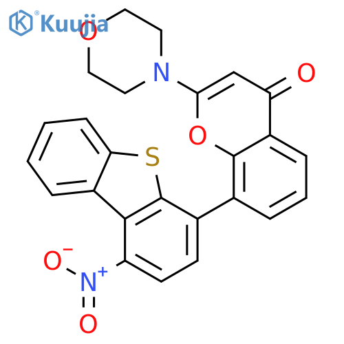 4H-1-Benzopyran-4-one, 2-(4-morpholinyl)-8-(1-nitro-4-dibenzothienyl)- structure