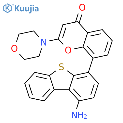4H-1-Benzopyran-4-one, 8-(1-amino-4-dibenzothienyl)-2-(4-morpholinyl)- structure
