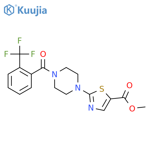 Methyl 2-(4-(2-(trifluoromethyl)benzoyl)piperazin-1-yl)thiazole-5-carboxylate structure