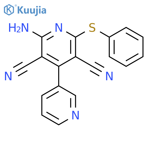 [3,4'-BIPYRIDINE]-3',5'-DICARBONITRILE, 2'-AMINO-6'-(PHENYLTHIO)- structure