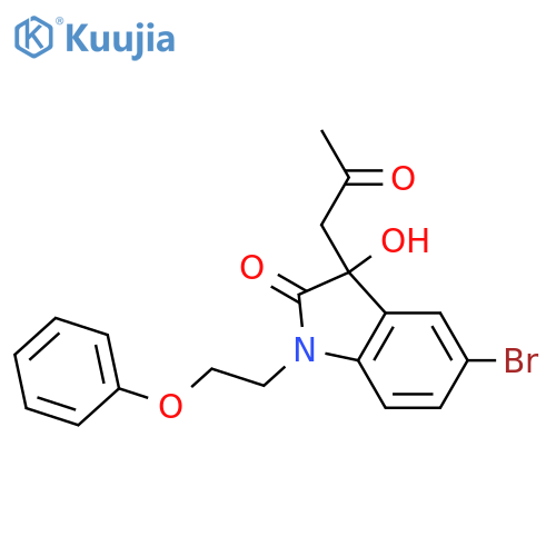 5-bromo-3-hydroxy-3-(2-oxopropyl)-1-(2-phenoxyethyl)-2,3-dihydro-1H-indol-2-one structure