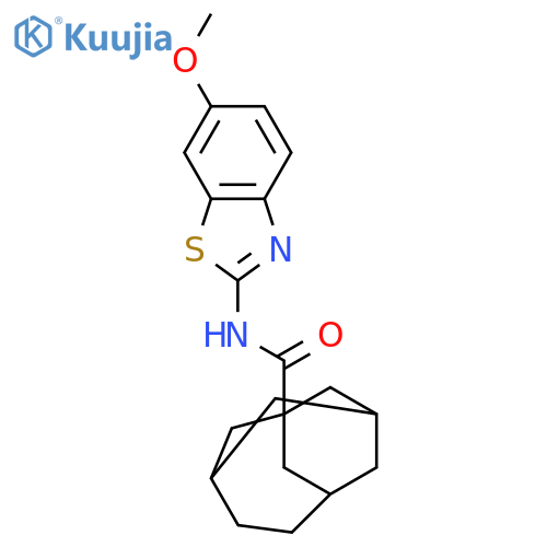 N-(6-methoxy-1,3-benzothiazol-2-yl)tricyclo4.3.1.1^{3,8}undecane-1-carboxamide structure