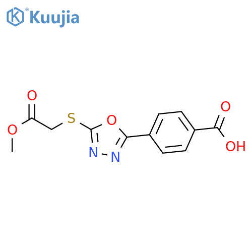 4-{5-(2-methoxy-2-oxoethyl)sulfanyl-1,3,4-oxadiazol-2-yl}benzoic acid structure
