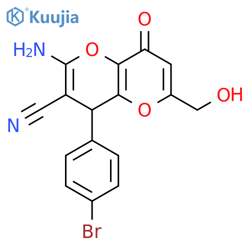 2-amino-4-(4-bromophenyl)-6-(hydroxymethyl)-8-oxo-4H,8H-pyrano3,2-bpyran-3-carbonitrile structure