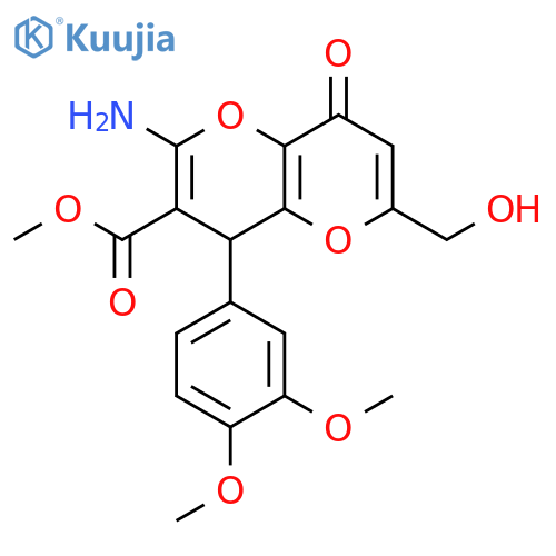 methyl 2-amino-4-(3,4-dimethoxyphenyl)-6-(hydroxymethyl)-8-oxo-4H,8H-pyrano3,2-bpyran-3-carboxylate structure