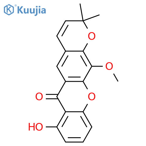 2H,6H-Pyrano[3,2-b]xanthen-6-one,7-hydroxy-12-methoxy-2,2-dimethyl- structure