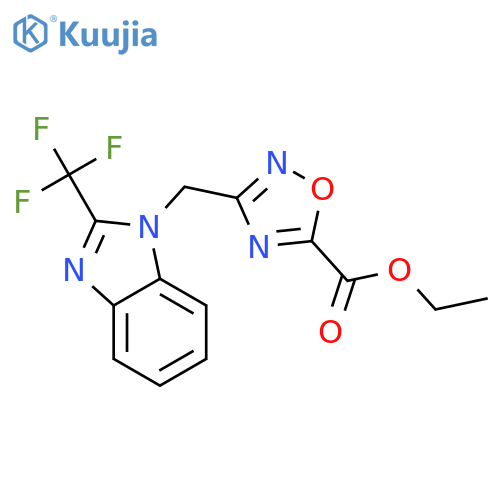 ethyl 3-{2-(trifluoromethyl)-1H-1,3-benzodiazol-1-ylmethyl}-1,2,4-oxadiazole-5-carboxylate structure