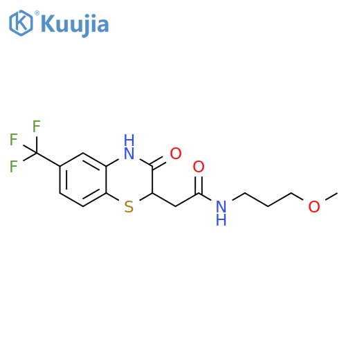 N-(3-methoxypropyl)-2-3-oxo-6-(trifluoromethyl)-3,4-dihydro-2H-1,4-benzothiazin-2-ylacetamide structure