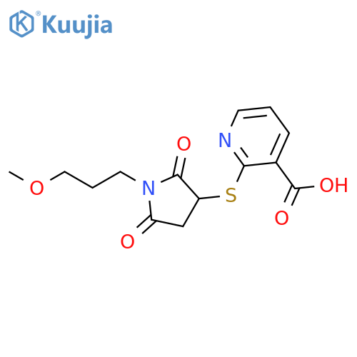 2-{1-(3-methoxypropyl)-2,5-dioxopyrrolidin-3-ylsulfanyl}pyridine-3-carboxylic acid structure