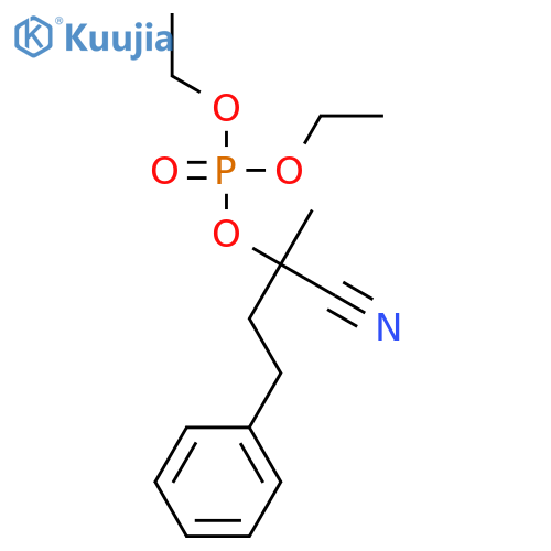 Phosphoric acid, 1-cyano-1-methyl-3-phenylpropyl diethyl ester structure