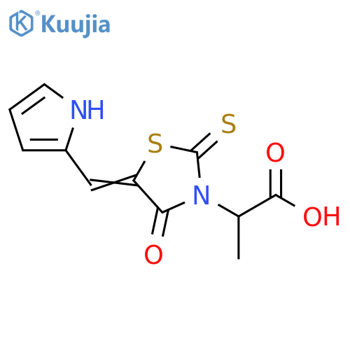 2-(5Z)-4-oxo-5-(1H-pyrrol-2-yl)methylidene-2-sulfanylidene-1,3-thiazolidin-3-ylpropanoic acid structure