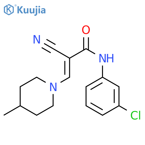 (2E)-N-(3-chlorophenyl)-2-cyano-3-(4-methylpiperidin-1-yl)prop-2-enamide structure