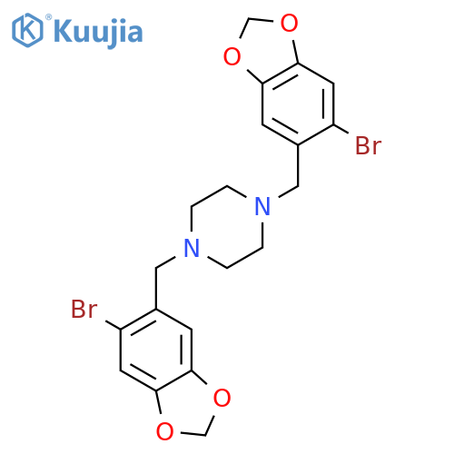 Piperazine, 1,4-bis[(6-bromo-1,3-benzodioxol-5-yl)methyl]- structure