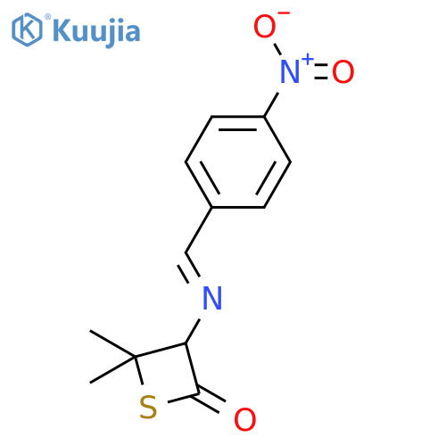 2-Thietanone, 4,4-dimethyl-3-[[(4-nitrophenyl)methylene]amino]-, (R)- structure