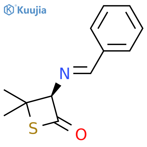 2-Thietanone, 4,4-dimethyl-3-[(phenylmethylene)amino]-, (R)- structure