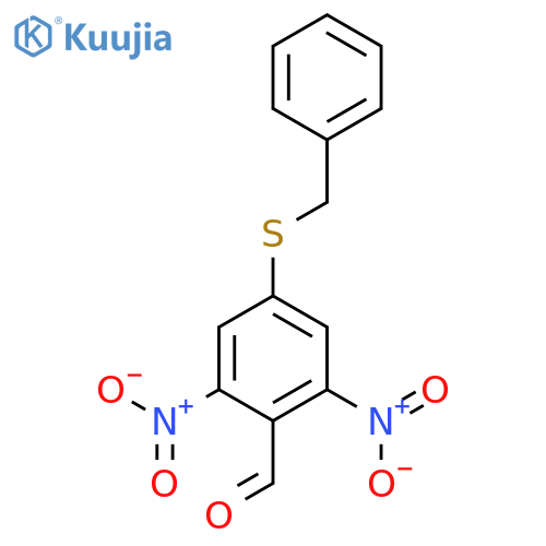 Benzaldehyde, 2,6-dinitro-4-[(phenylmethyl)thio]- structure