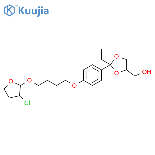 1,3-Dioxolane-4-methanol, 2-[4-[4-[(3-chlorotetrahydro-2-furanyl)oxy]butoxy]phenyl]-2-ethyl- structure