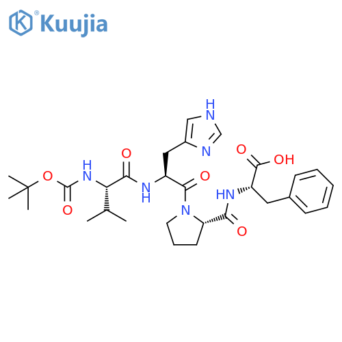 L-Phenylalanine, N-[1-[N-[N-[(1,1-dimethylethoxy)carbonyl]-L-valyl]-L-histidyl]-L-prolyl]- (9CI) structure