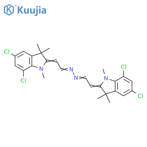 Acetaldehyde, 2-(5,7-dichloro-1,3-dihydro-1,3,3-trimethyl-2H-indol-2-ylidene)-, 2-[2-(5,7-dichloro-1,3-dihydro-1,3,3-trimethyl-2H-indol-2-ylidene)ethylidene]hydrazone structure
