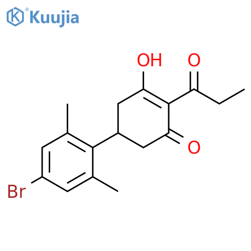 2-Cyclohexen-1-one, 5-(4-bromo-2,6-dimethylphenyl)-3-hydroxy-2-(1-oxopropyl)- structure