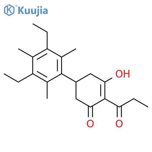 2-Cyclohexen-1-one,5-(3,5-diethyl-2,4,6-trimethylphenyl)-3-hydroxy-2-(1-oxopropyl)- structure