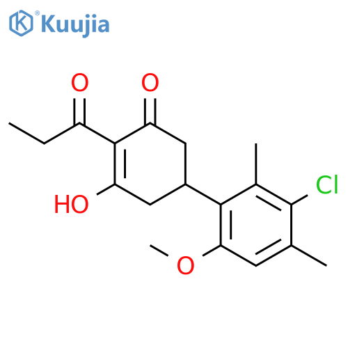2-Cyclohexen-1-one, 5-(3-chloro-6-methoxy-2,4-dimethylphenyl)-3-hydroxy-2-(1-oxopropyl)- structure