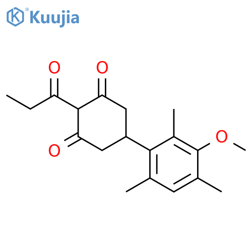 1,3-Cyclohexanedione,5-(3-methoxy-2,4,6-trimethylphenyl)-2-(1-oxopropyl)- structure