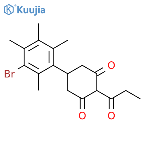 1,3-Cyclohexanedione, 5-(3-bromo-2,4,5,6-tetramethylphenyl)-2-(1-oxopropyl)- structure