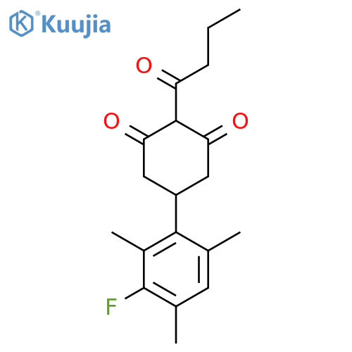 1,3-Cyclohexanedione, 5-(3-fluoro-2,4,6-trimethylphenyl)-2-(1-oxobutyl)- structure