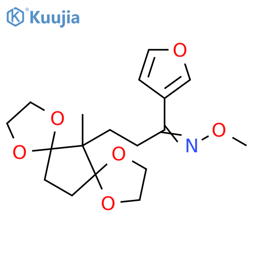 1-Propanone, 1-(3-furanyl)-3-(6-methyl-1,4,8,11-tetraoxadispiro[4.1.4.2]tridec-6-yl)-, O-methyloxime structure